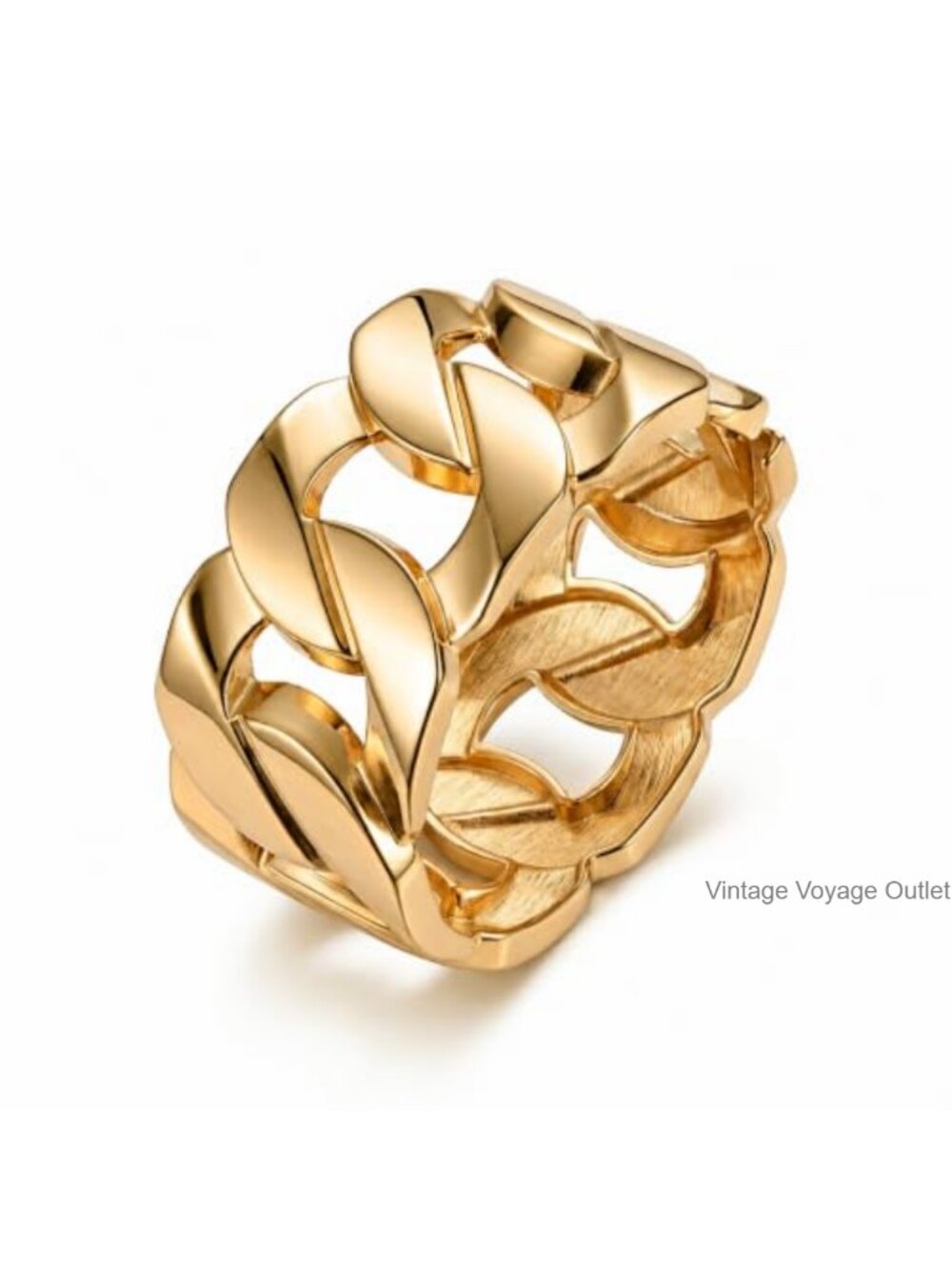 Chunky Gold Bangle Bracelet for Women Wide Chain Link Cuff Statement Hinged